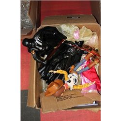 BOX OF DISNEY COSTUME DRESSES & KIDS TOYS