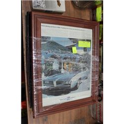 SET OF VINTAGE AUTOMOTIVE ADVERTISEMENTS, FRAMED