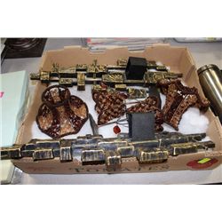 TRAY OF CANDLE HOLDERS