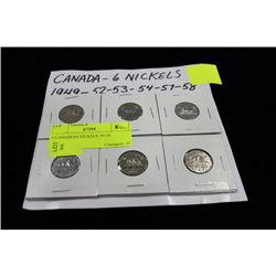 6 CANADIAN NICKELS, 49-58