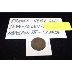 FRANCE 1854 10 CENTIMES, NAPOLEON III SCARCE