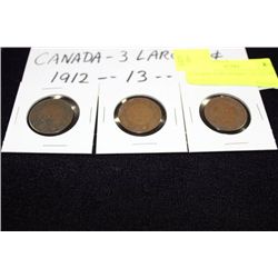 CANADA 3 LRG PENNY, '12, '13, '20