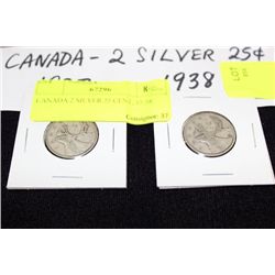 CANADA 2 SILVER 25 CENT, 37-38
