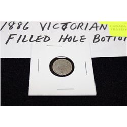 CANADA 1886 SILVER 5 CENT, FILLED HOLE BOTTOM
