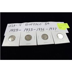 USA 'BUFFALO' 5 CENT, 1929,35,36,37