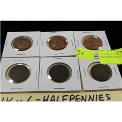 UK COINS, 6 HALF PENNIES