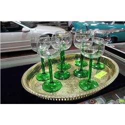 ESTATE TRAY W GREEN GLASSES