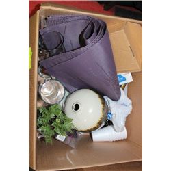 SHOWHOME BOX OF MISC ORNAMENTS AND DECORATIONS