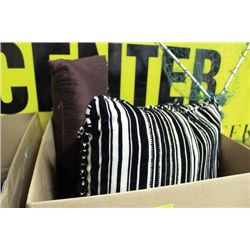 BOX OF SHOWHOME MISC PILLOWS AND ORNAMENTS ON