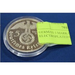 GERMAN 5 MARK GOLD ELECTROPLATED COIN