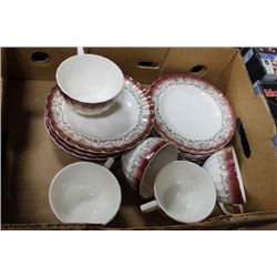 BOX OF STERLING 22K GOLD TRIM CUPS AND SAUCERS