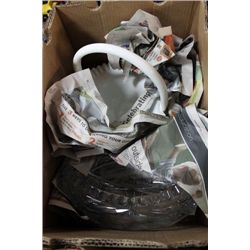 FENTON MILK GLASS BASKET AND CRYSTAL BOWL