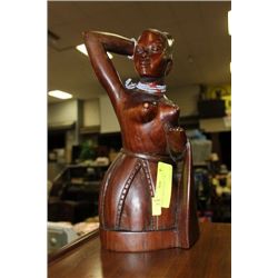 WOOD CARVED NUDE LADY