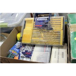 BOX W ASST. SAW BITS/DRILL BITS ETC