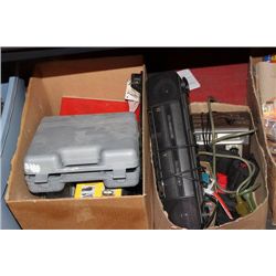 2 BOXES OF RADIOS AND SHOP TOOLS
