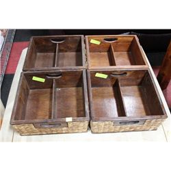 #26 4 WOOD AND WICKER BASKETS