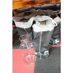 6 BAGS OF CLEAR GLASS VASES