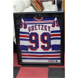 FRAMED &  AUTOGRAPHED WAYNE GRETZKY RANGER JERSEY