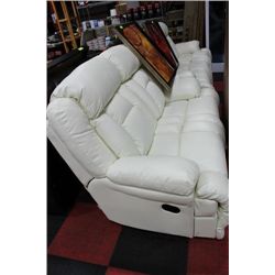 NEW WHITE LEATHER RECLINING SOFA AND LOVE SEAT
