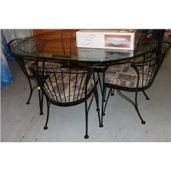 GLASSTOP TABLE AND 4 CHAIRS