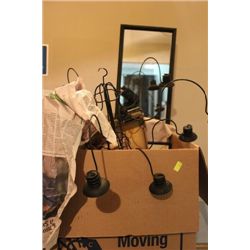 BOX W LIGHT FIXTURE AND HOUSEHOLD MISC
