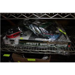 BOX OF GOLFING GAMES AND ACCESSORIES