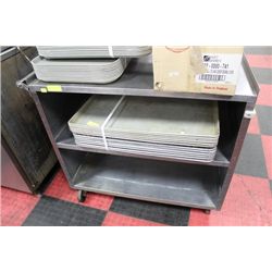 BROWN STAINLESS STEEL TRAY CART