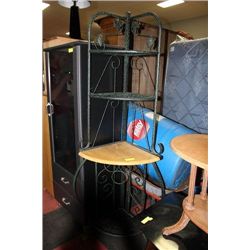 WOOD AND METAL CORNER SHELF