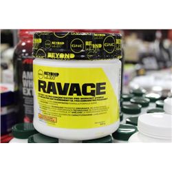 CONTAINER OF GNC RAVAGE CONCENTRATED PREWORKOUT