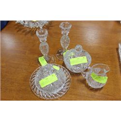 PINWHEEL CRYSTAL - CANDLE HOLDER, CREAM PITCHER,