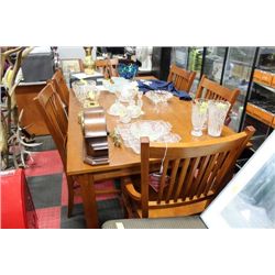 NEW WOOD TABLE W 4 SIDECHAIRS AND 2 ARMCHAIRS