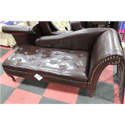 NEW BROWN LEATHER STORAGE CHAISE LOUNGE CHAIR