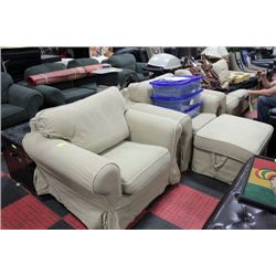 IKEA SOFA W 2 CHAIRS AND OTTOMAN INCLUDES