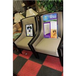 SHOWHOME WOOD TRIM ACCENT CHAIR X2