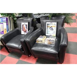 BLACK LEATHERETTE PARLOUR CHAIR X2
