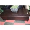 Image 1 : BROWN LEATHERETTE STORAGE OTTOMAN