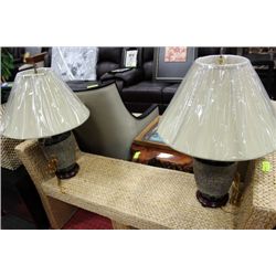 PAIR OF WOOD BASED LAMPS