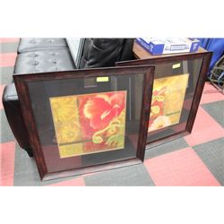 SHOWHOME PR OF WOOD FRAMED FLORAL PICTURES
