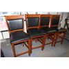 Image 1 : SET OF 4 WOOD AND LEATHERETTE BAR STOOLS
