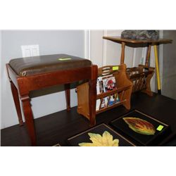 TWO(2) MAGAZINE RACKS & PIANO STOOL