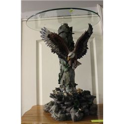 GLASS TOP EAGLE ACCENT TABLE