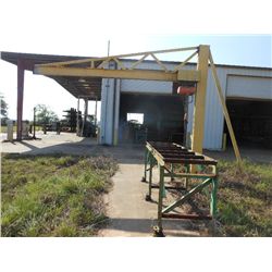 CM SERIES 635 MOTOR DRIVEN TROLLEY, 3 TON, W/FIXED CRANE RAIL, CONVEYOR (BUYER MUST REMOVE)