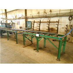 (1) 10' CONVEYOR ROLLER, (1) 8' CONVEYOR ROLLER, PIPE RACK, METAL CABINET