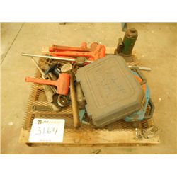 (1) PALLET MISC TOOLS, DRILL DOCTOR GRINDER, DEAD BLOW HAMMERS, BOTTLE JACK