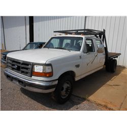 1997 FORD F350XL CREWCAB TRUCK, S/N 1FDJW35F1VEB79981, 7.3L FORD DIESEL, A/T, P/S, A/C, ODOMETER REA