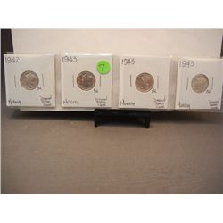 4-Mercury Dimes, 1942-43