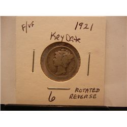 1921 Mercury Dime Key Date Rotated Reverse