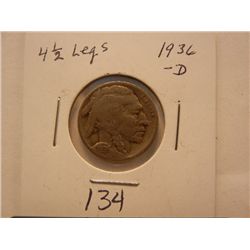 1936 D Buffalo Nickel