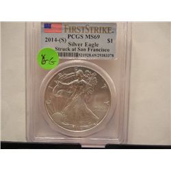 2014 S First Strike American Silver Eagle .999 Fine Silver 1 Troy Oz. Graded By PCGS MS 69