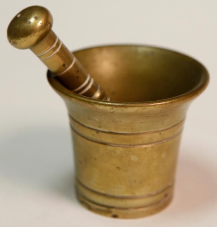 Antique 18601880 Brass Mortar & Pestle Apothocary
